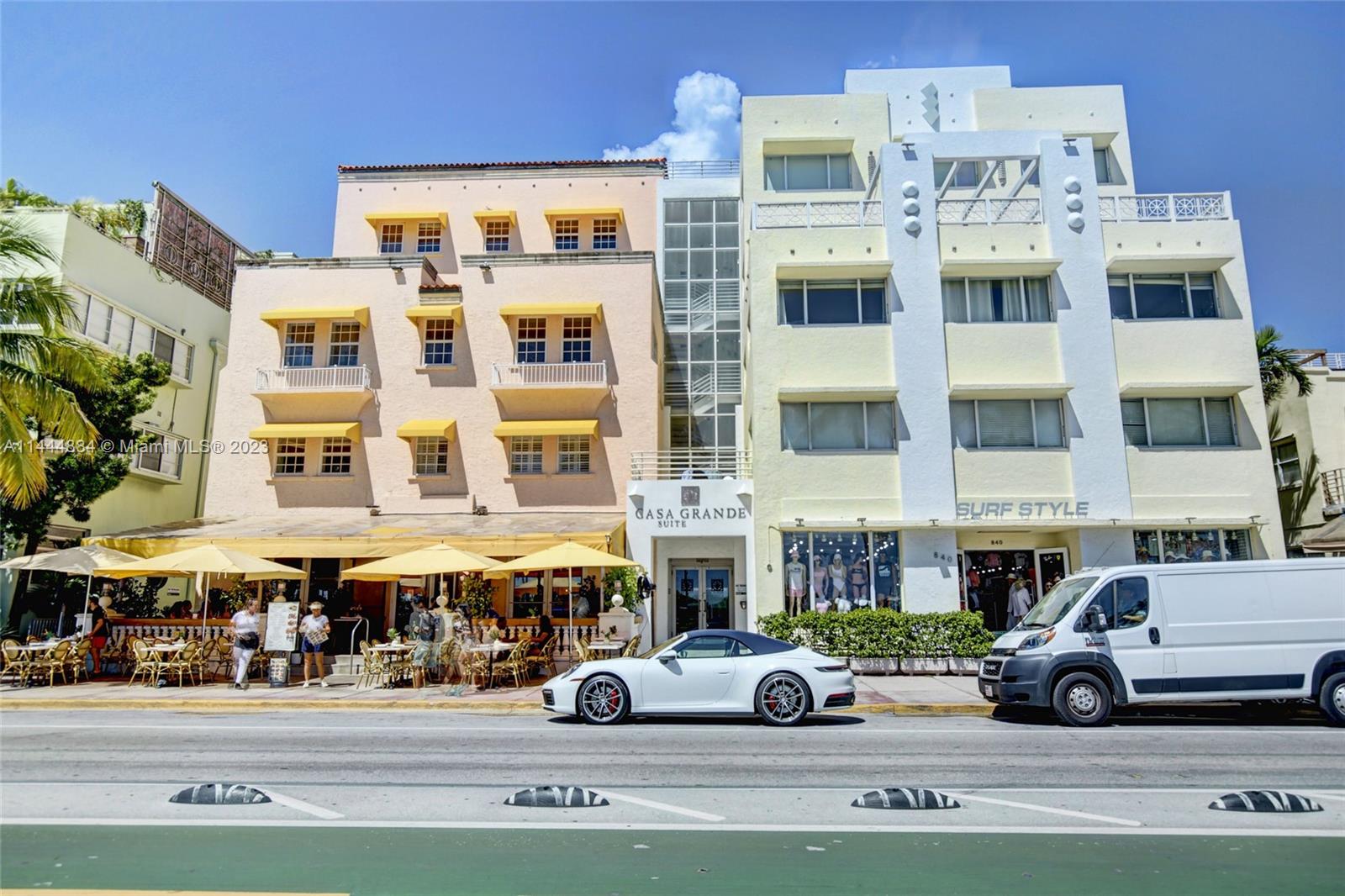 a car parked in front of a building