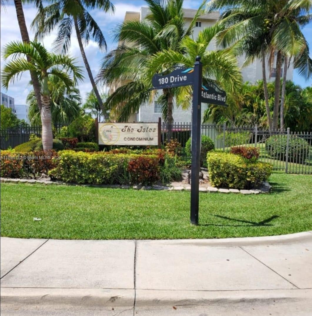 a view of a park with a tree