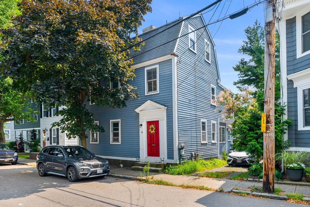 a front view of a house with a yard and tree s