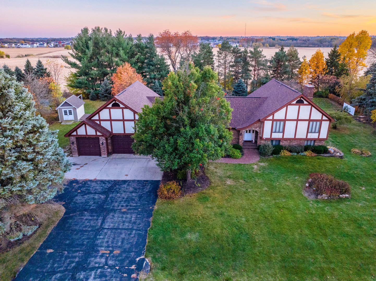 an aerial view of a house