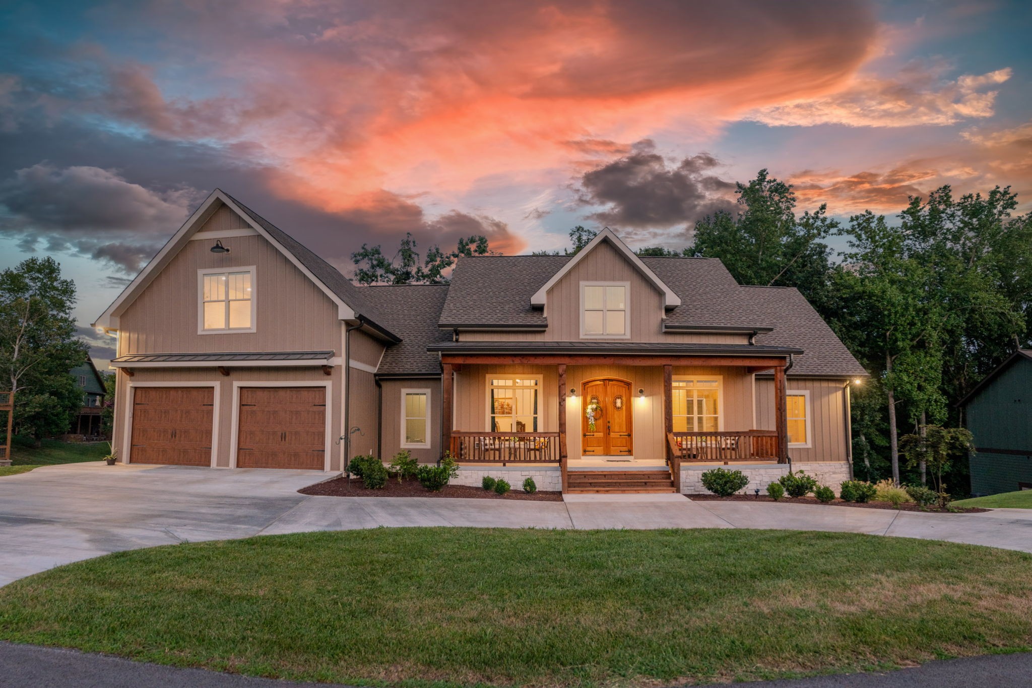 front view of a house with a yard