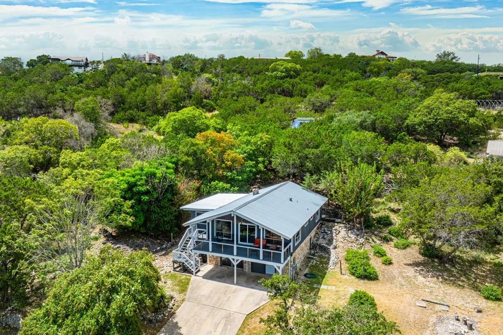 an aerial view of a house