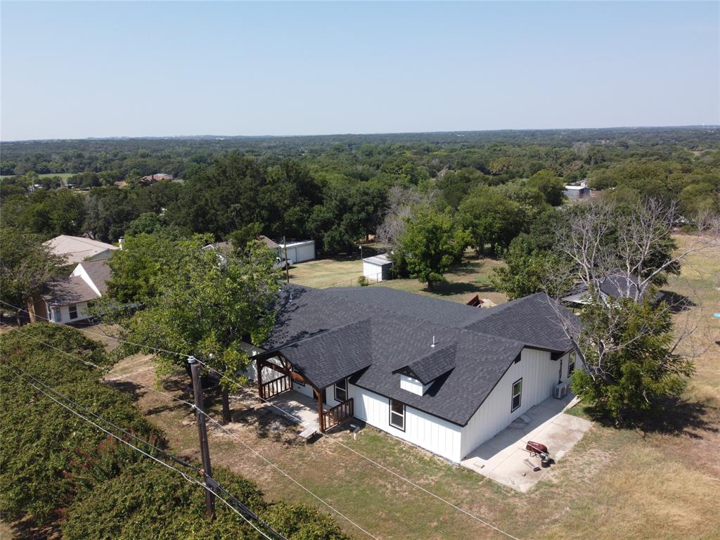 an aerial view of a house