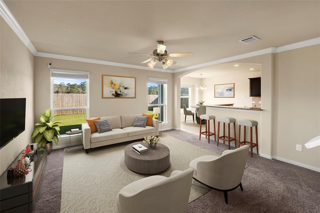 a living room with furniture and a flat screen tv