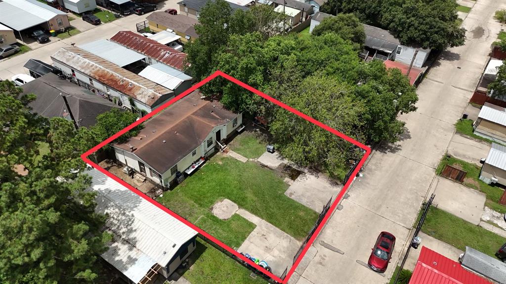 an aerial view of a house