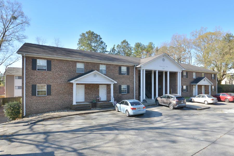 a front view of a house with patio