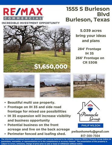 $1,650,000 | 1555 South Burleson Boulevard | Burleson