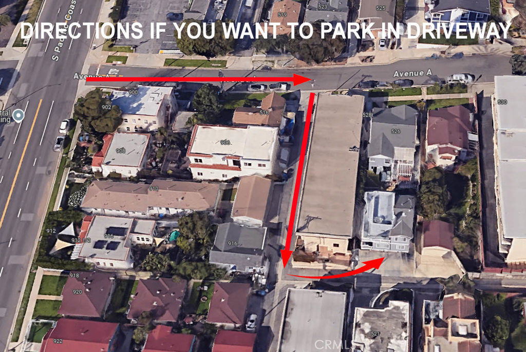 Directions to the alley if you want to park there for showings