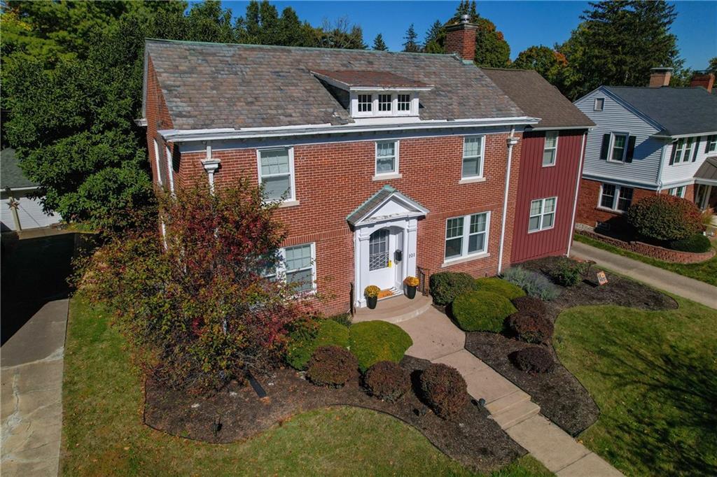 an aerial view of a house