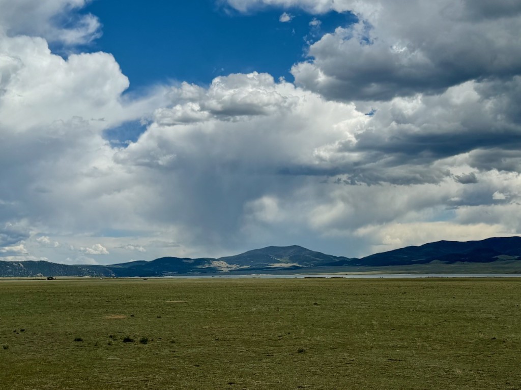 a view of lake and mountain