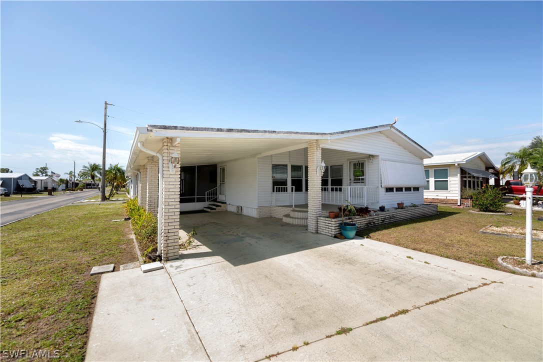 a view of a house with a patio