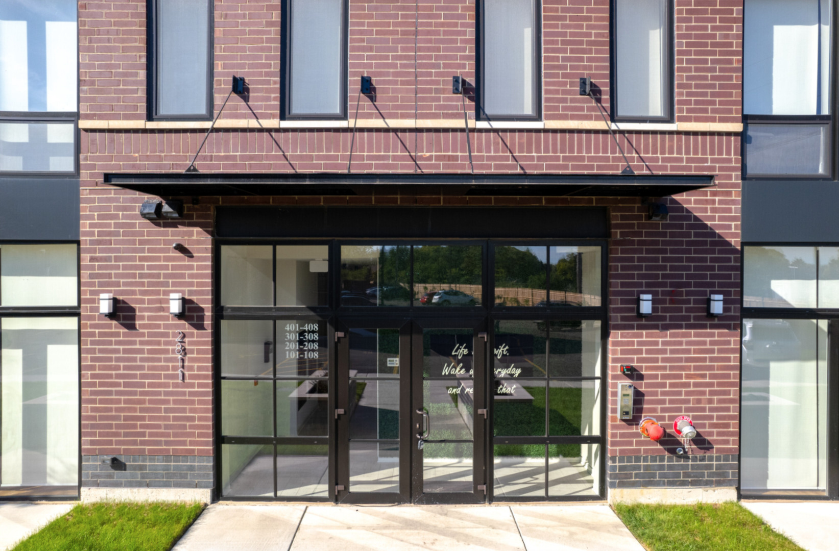 a building with glass windows