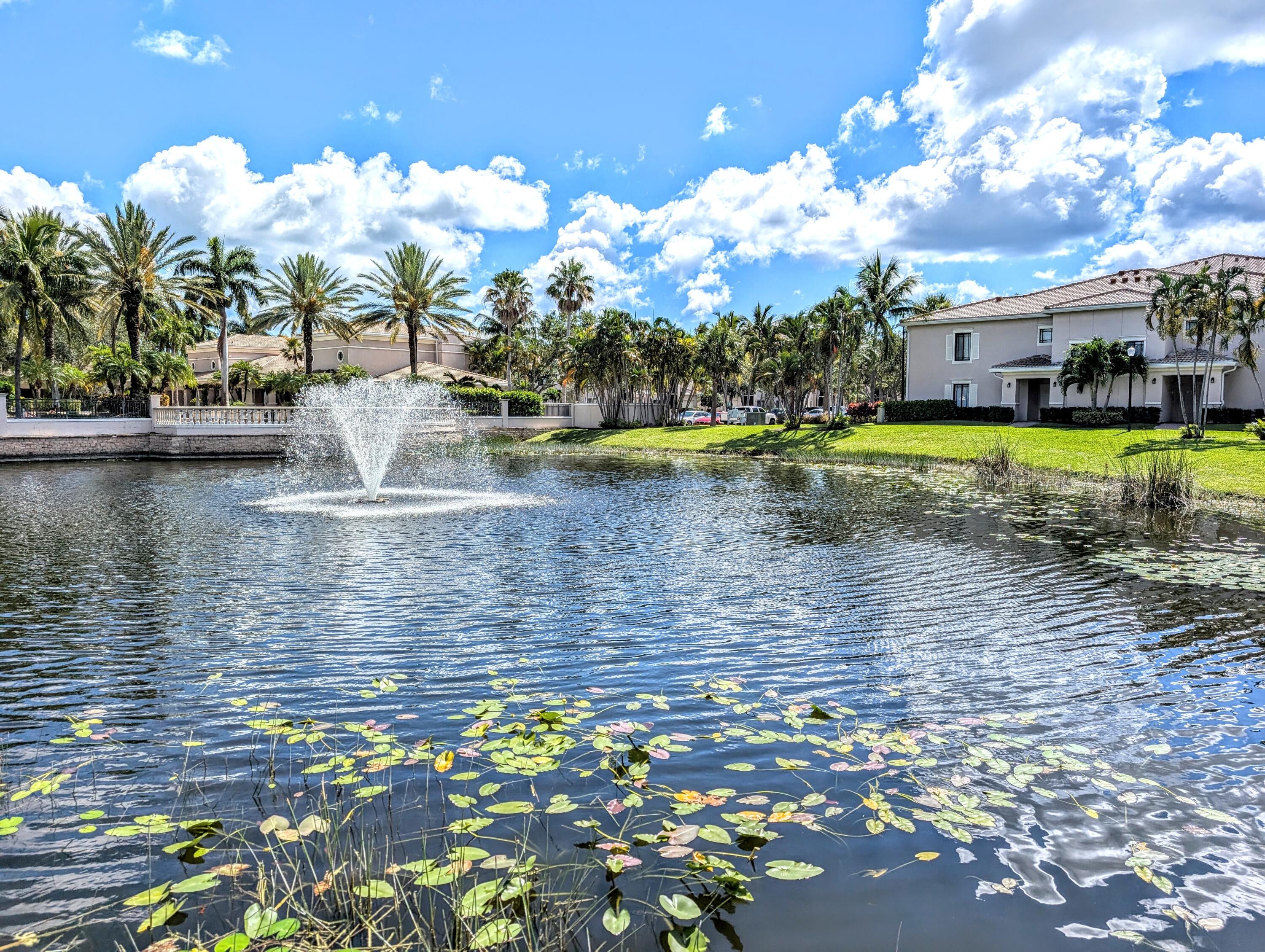 a view of a lake with houses