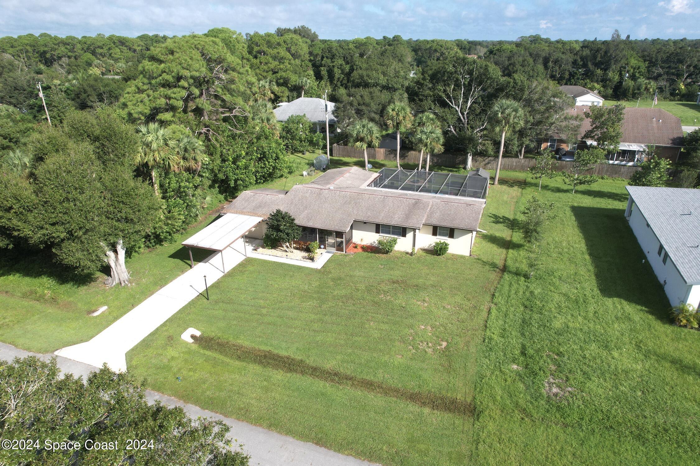 an aerial view of a house