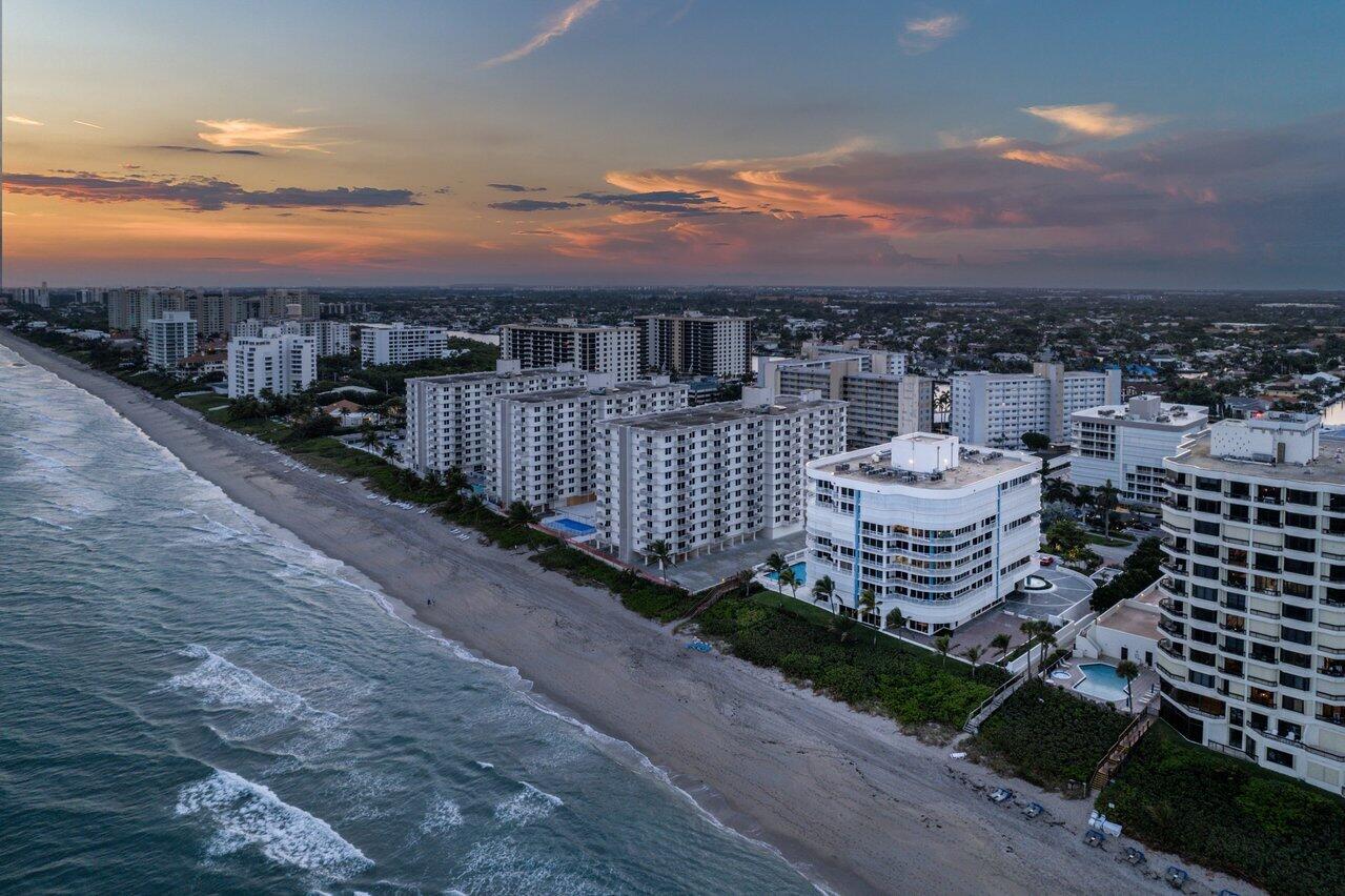 a view of a city with ocean view