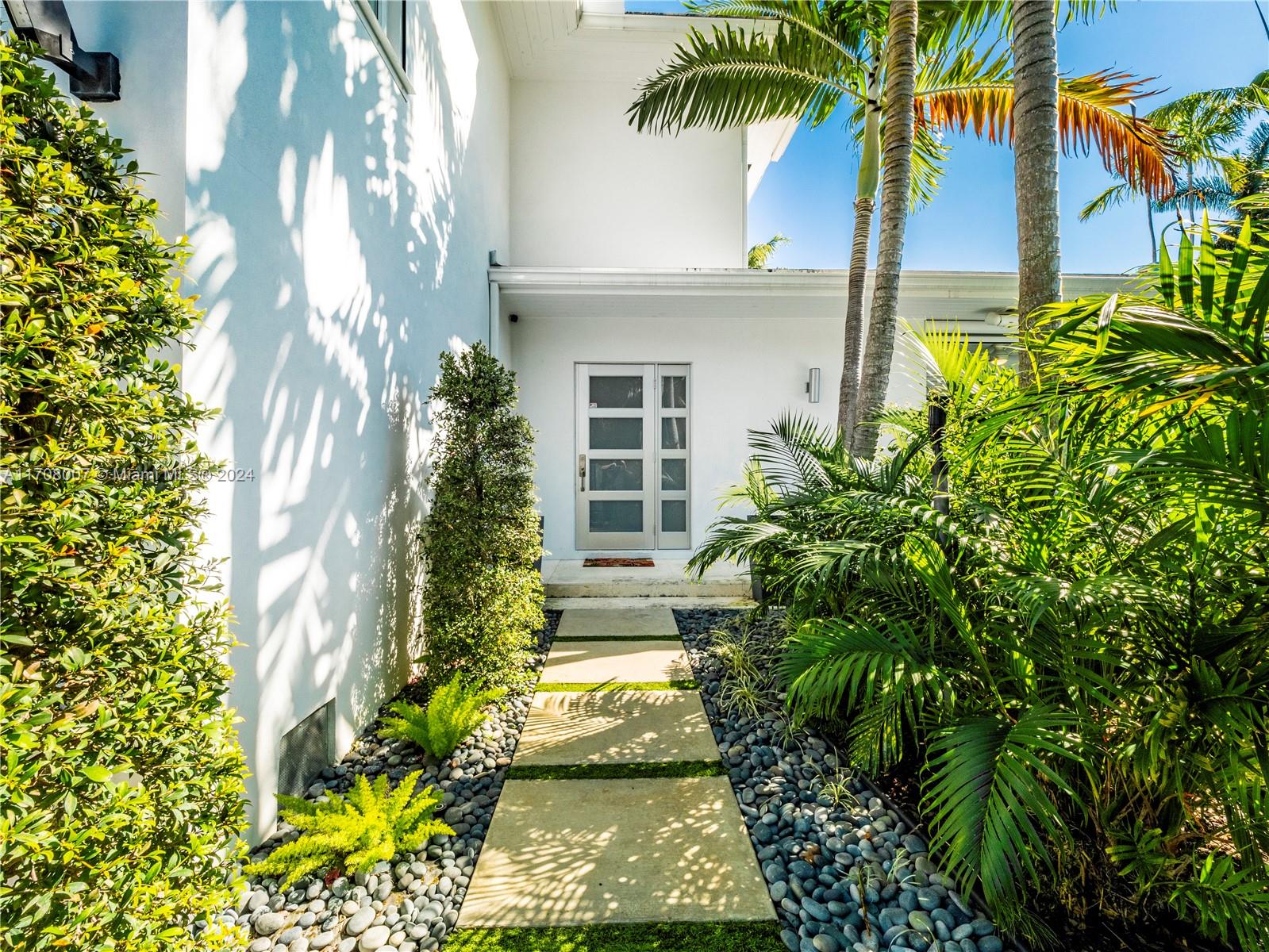 a view of a yard with plants