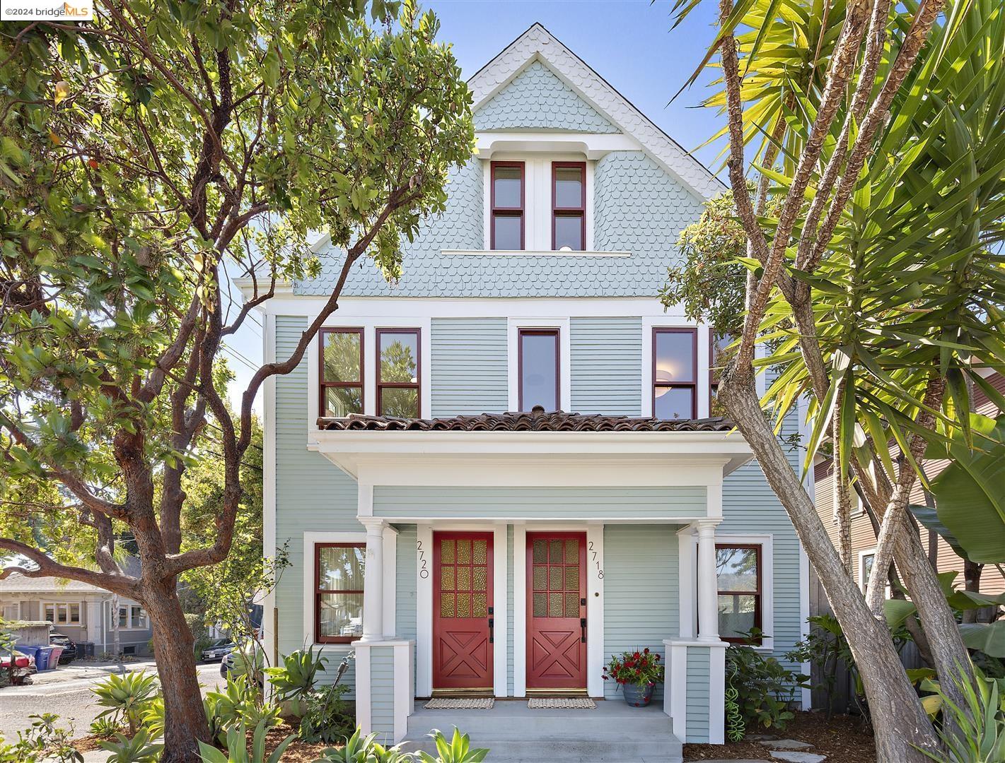 front view of a house with a trees