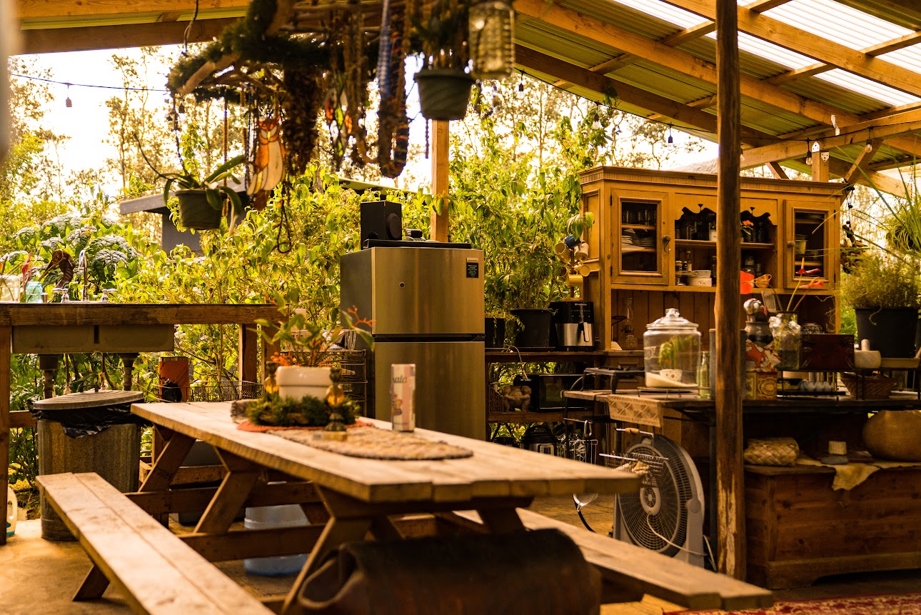 a view of a tables and chairs in patio