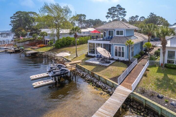 an aerial view of a house