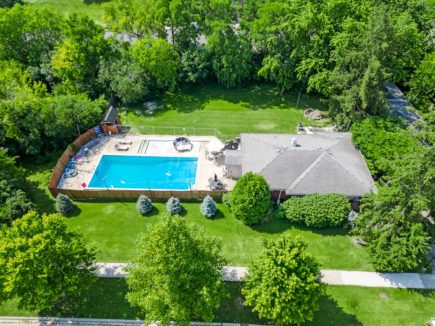 an aerial view of a house