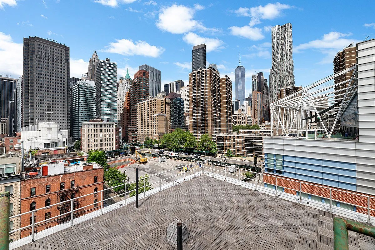 a city view with tall buildings