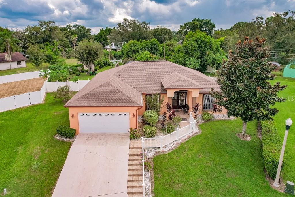 an aerial view of a house