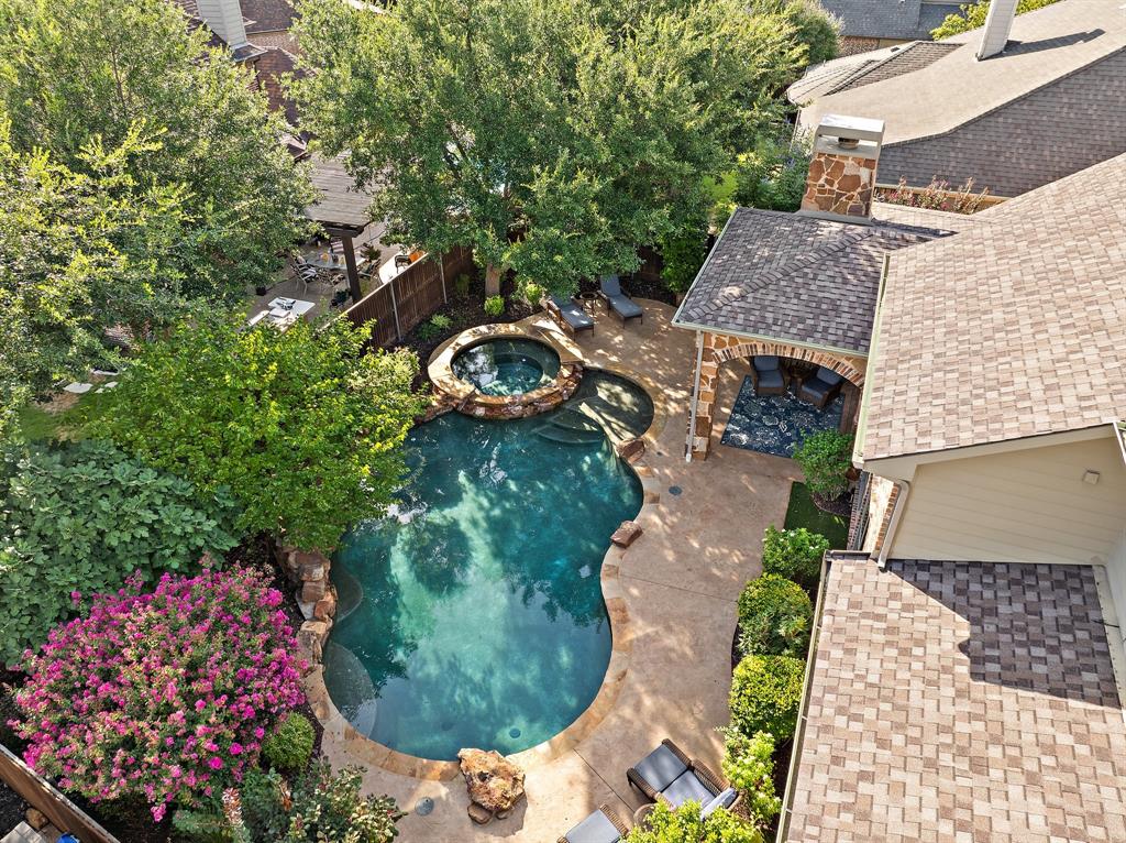 an aerial view of a house