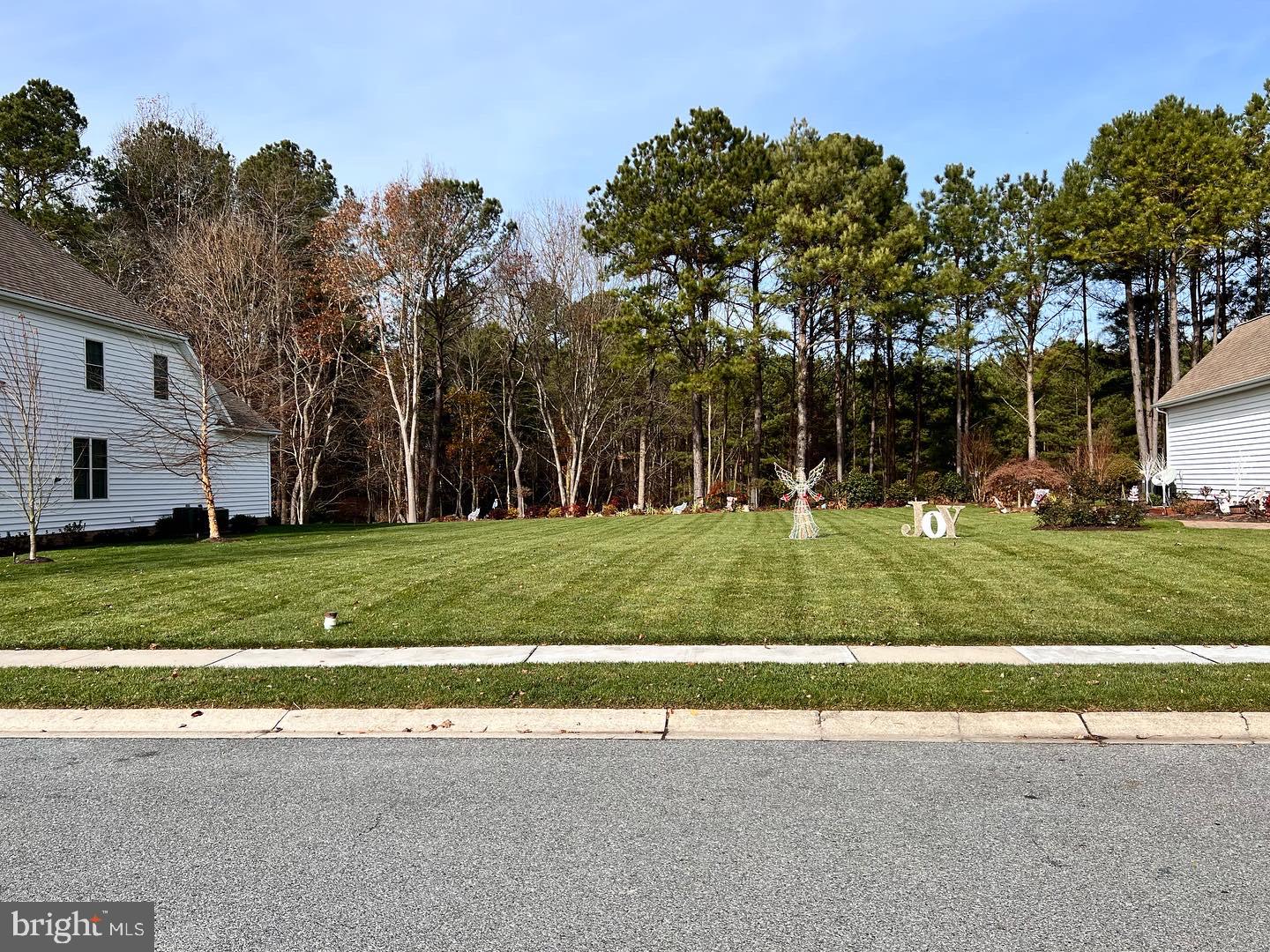 a view of a white house in a big yard with palm trees