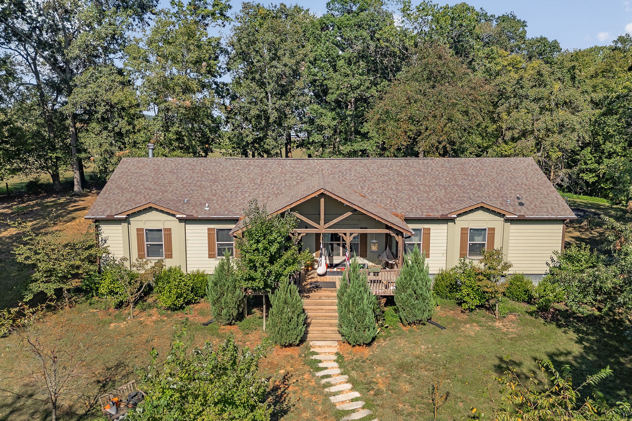 front view of a house with a yard