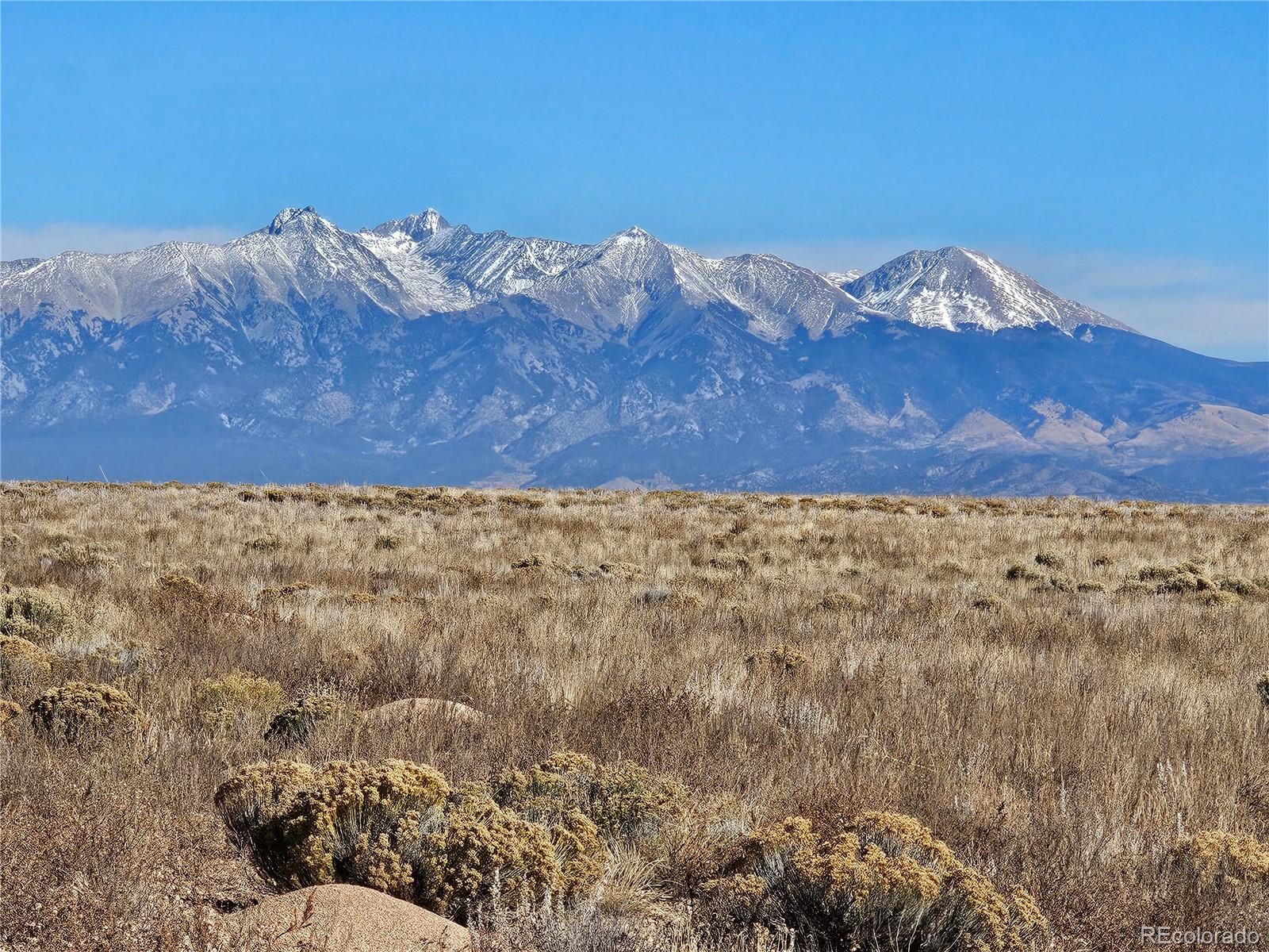 a view of a yard with a mountain in the background