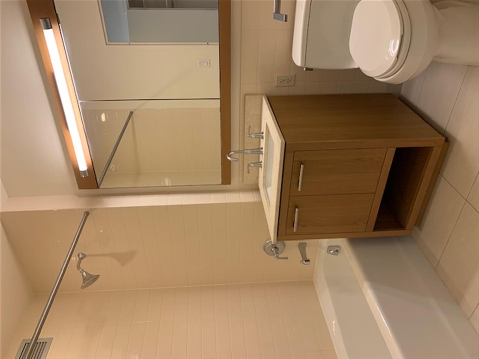 a bathroom with a window