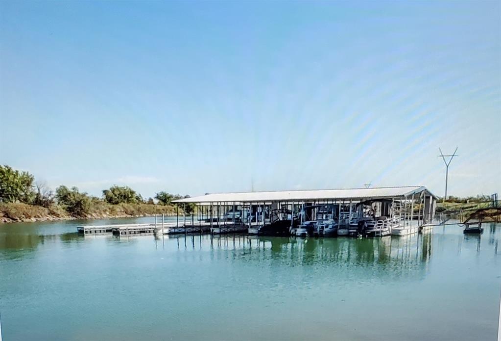 a view of a lake with boats and trees in the background