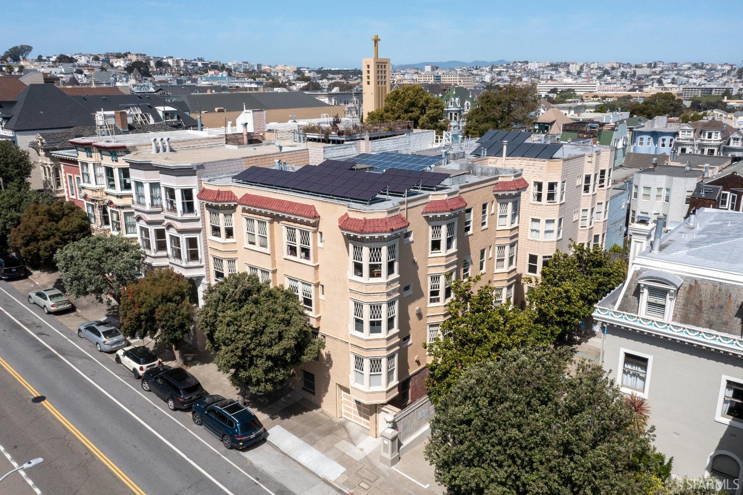 an aerial view of multiple houses