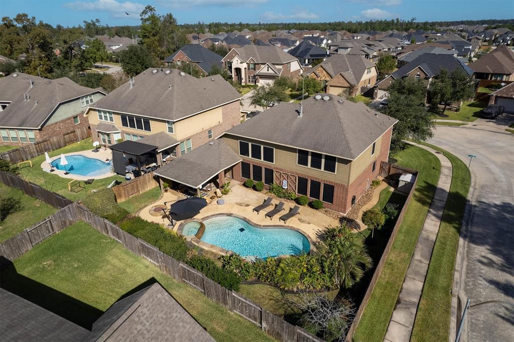 an aerial view of a house