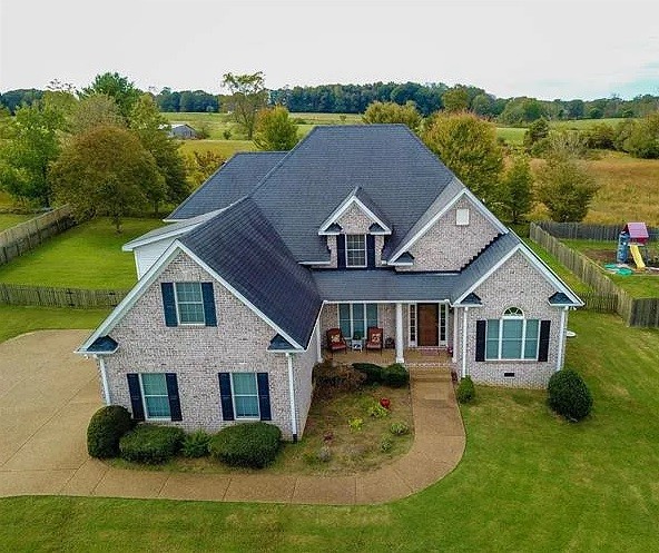 an aerial view of a house