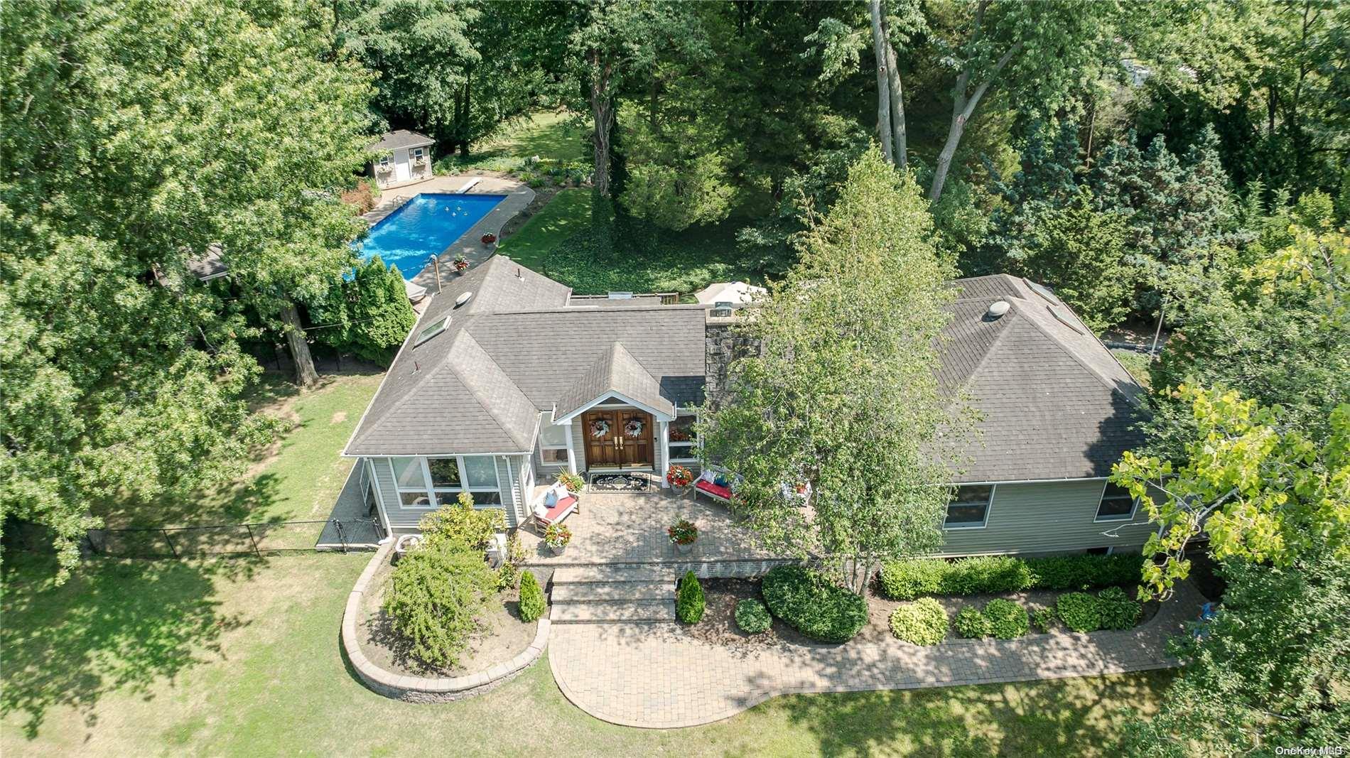 an aerial view of a house