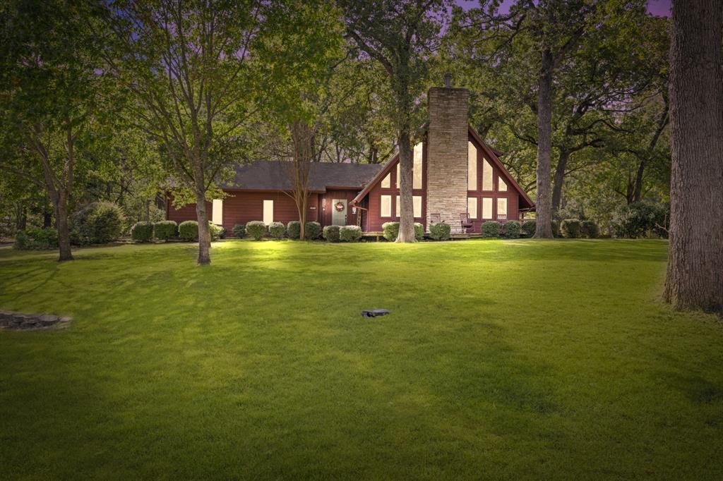 a view of a large trees with a big yard and large trees