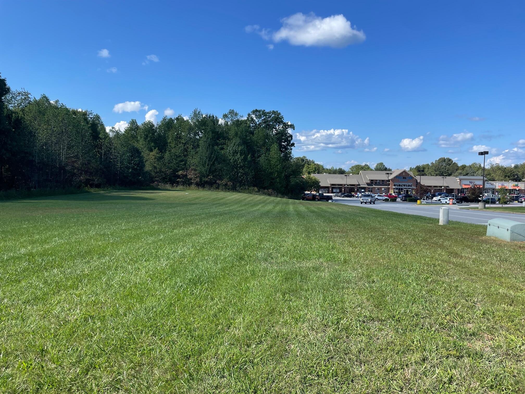 a view of field with trees in the background