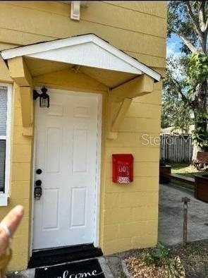 a view of a door and an outdoor space