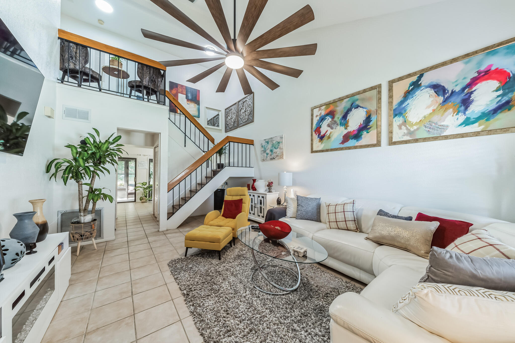 a living room with furniture