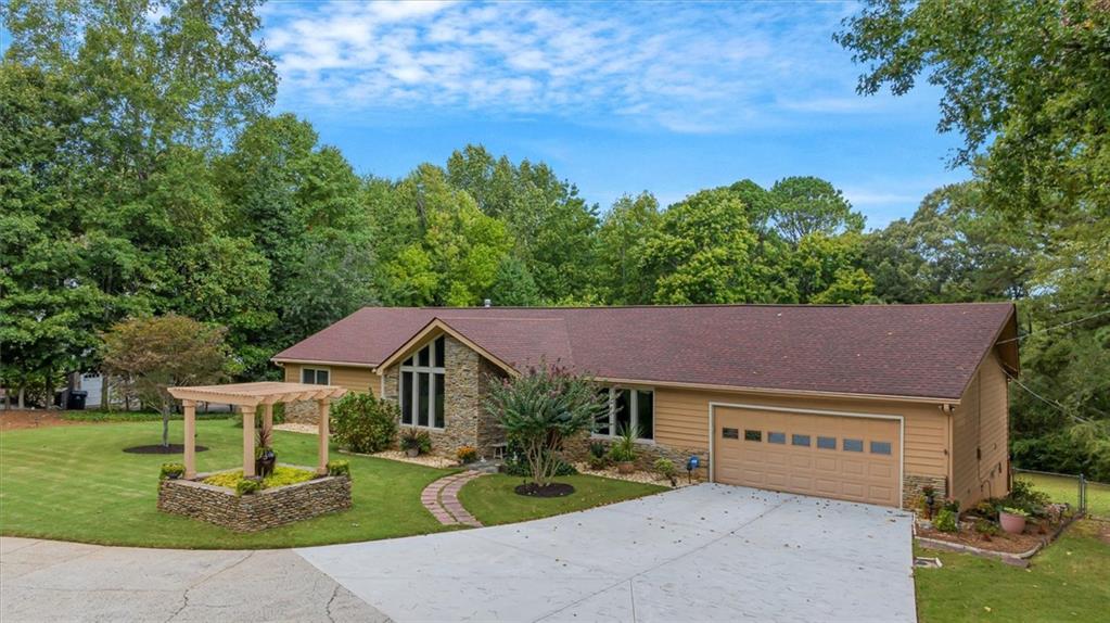 an aerial view of a house