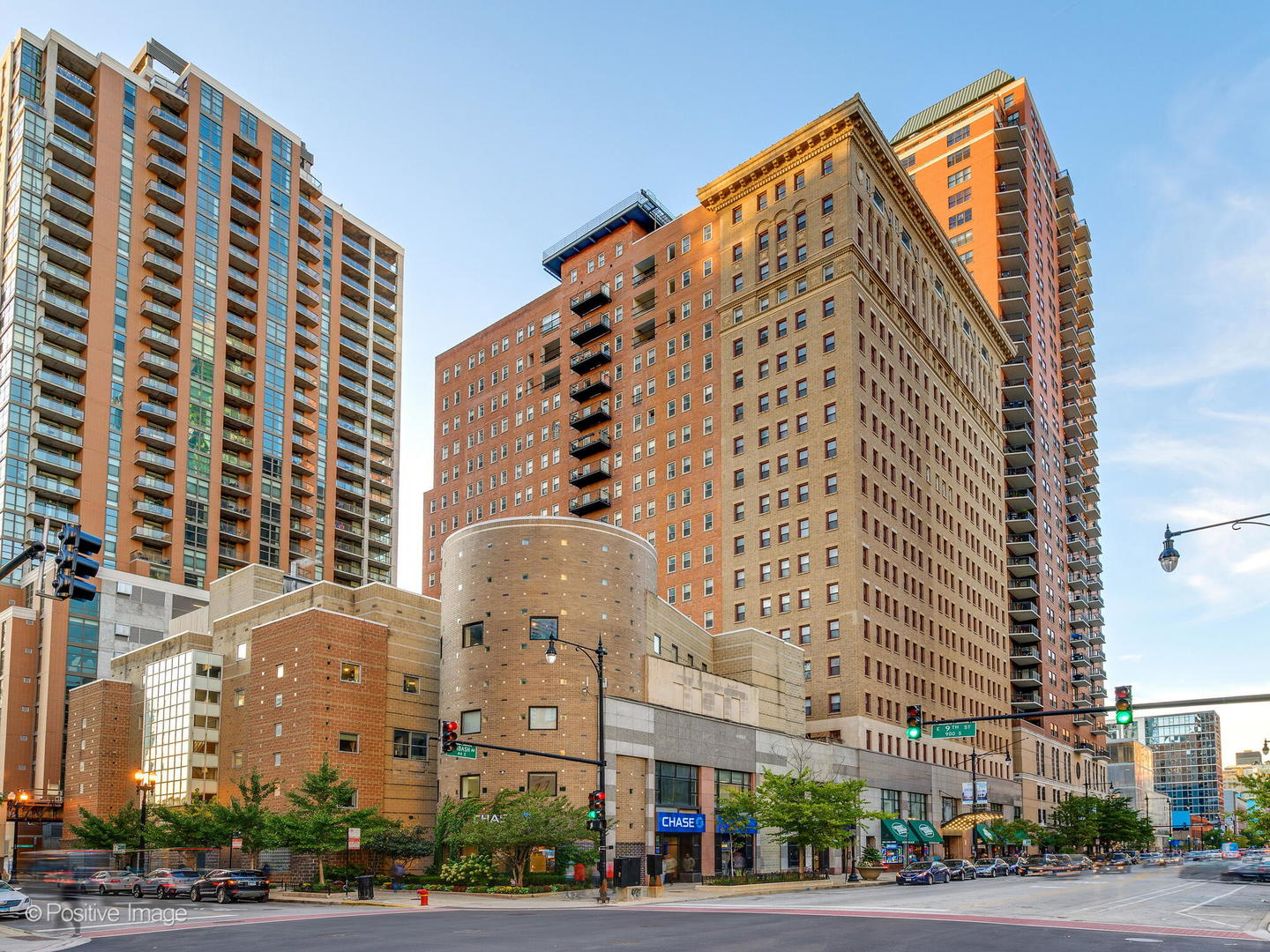 a view of a building and a street