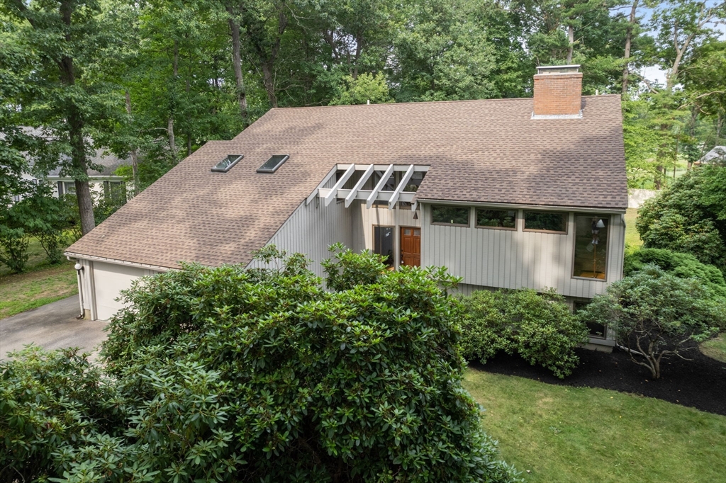 an aerial view of a house