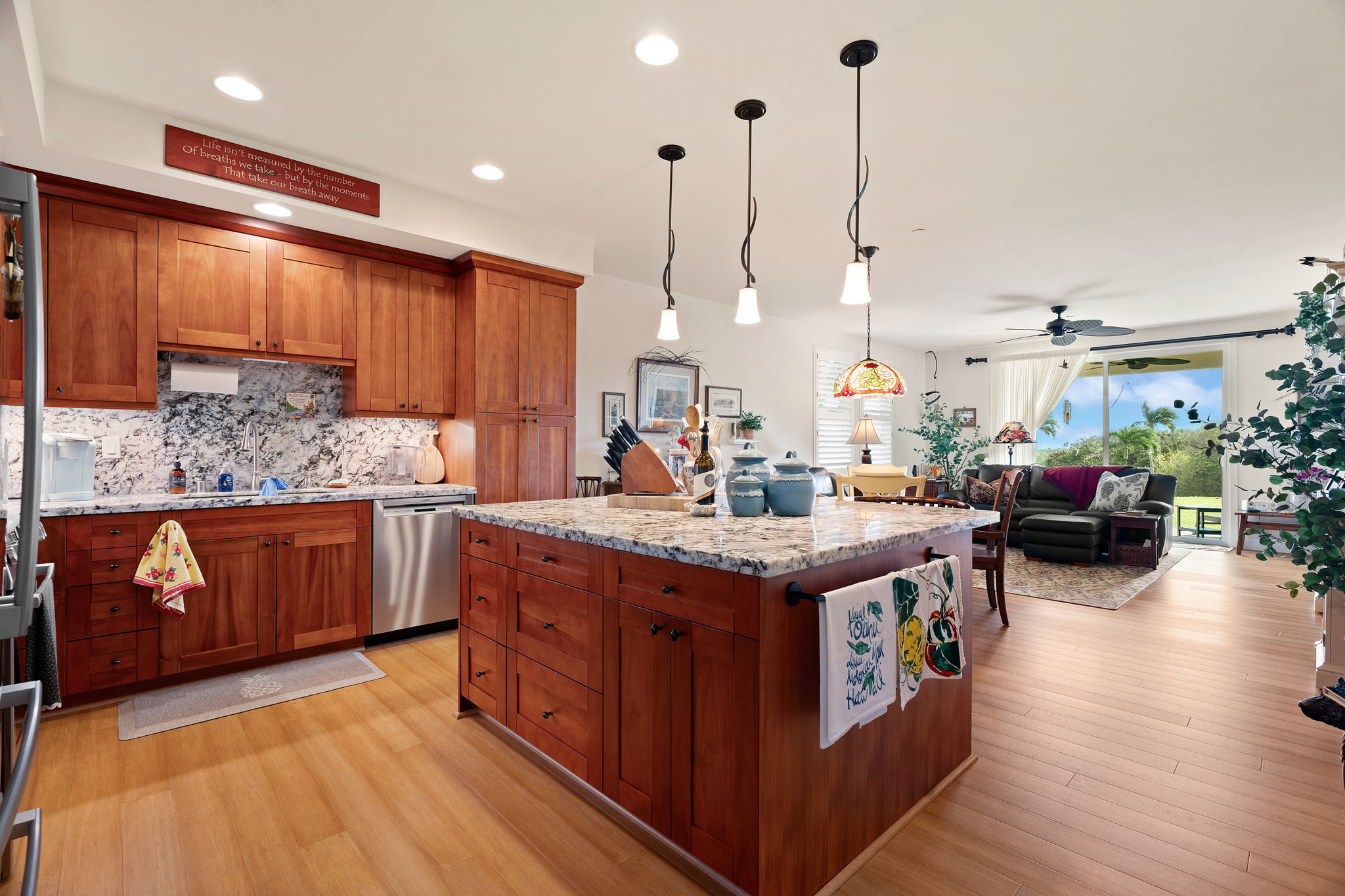 a kitchen with lots of counter top space