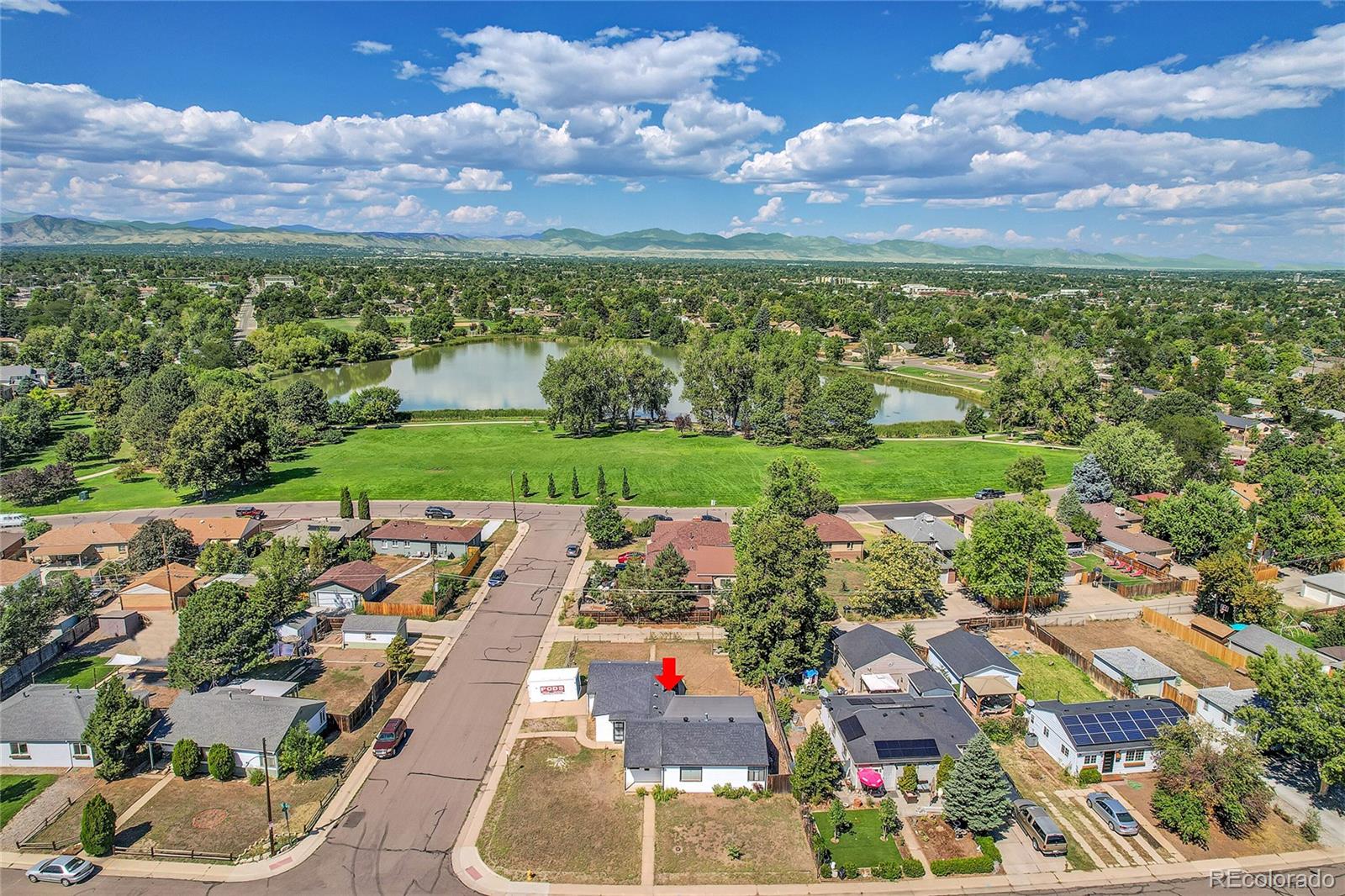 an aerial view of multiple house