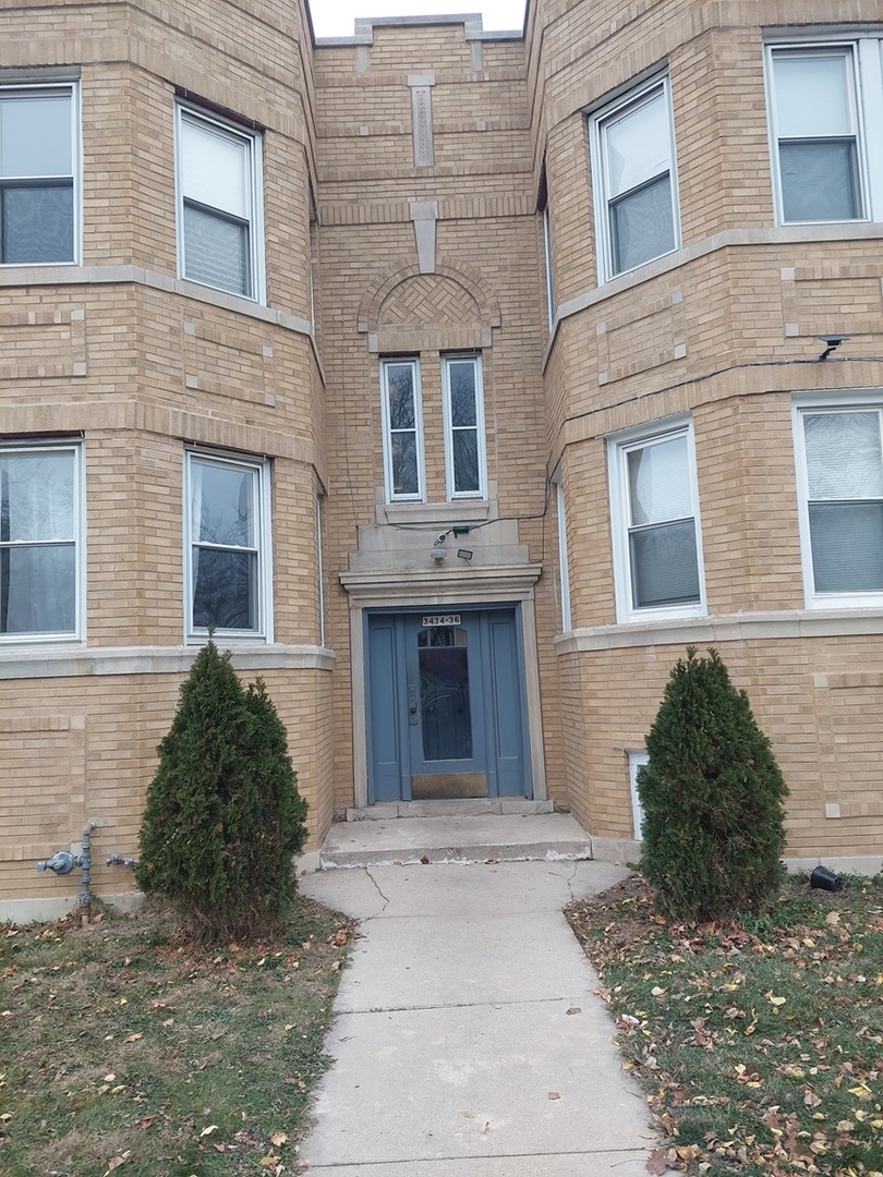 front view of a brick house