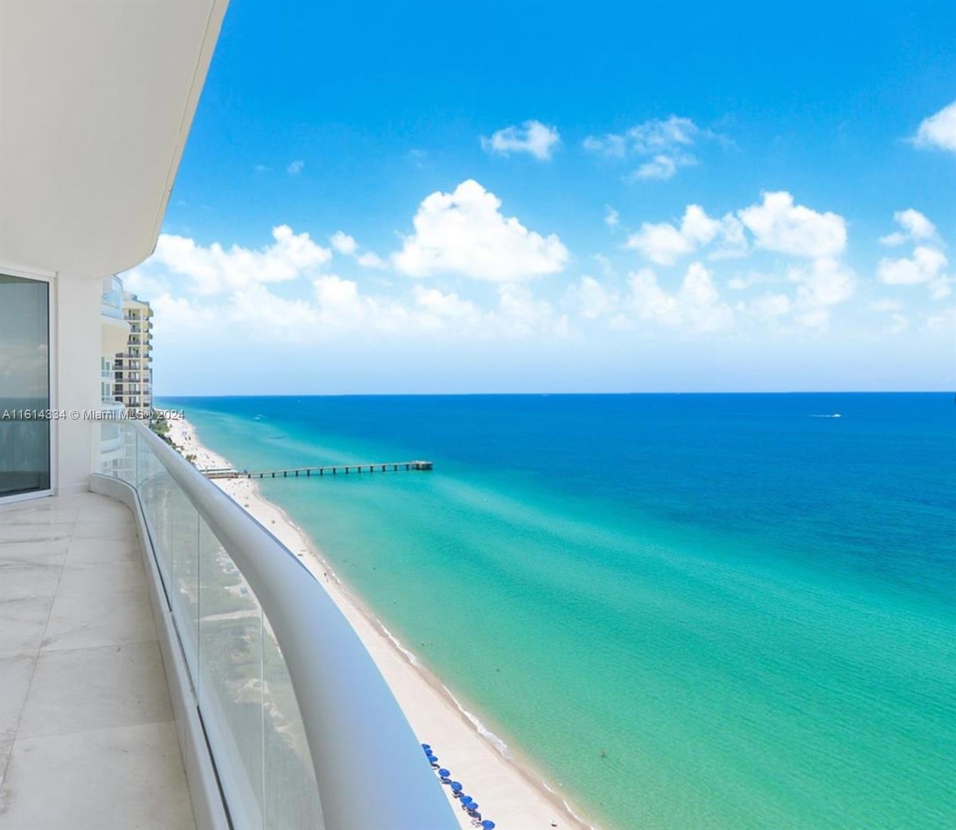 a view of an ocean from a balcony