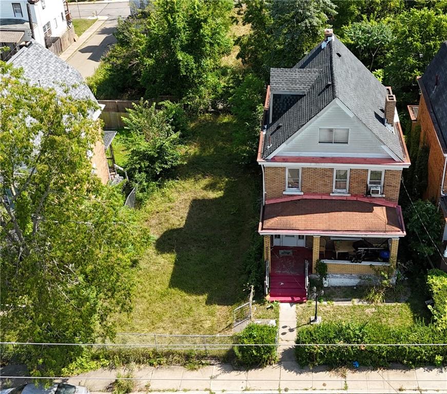 an aerial view of a house