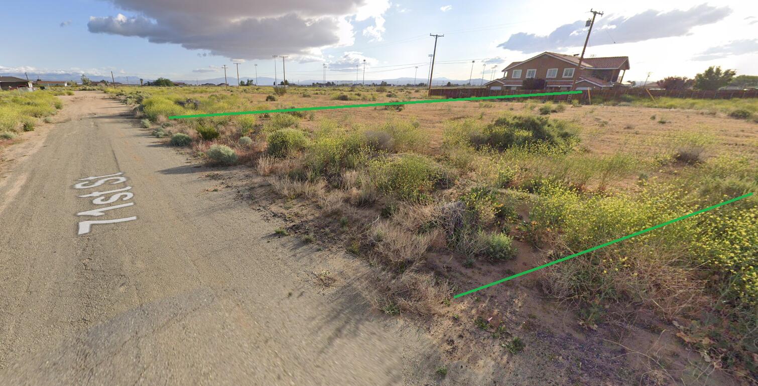 a view of a yard with wooden fence