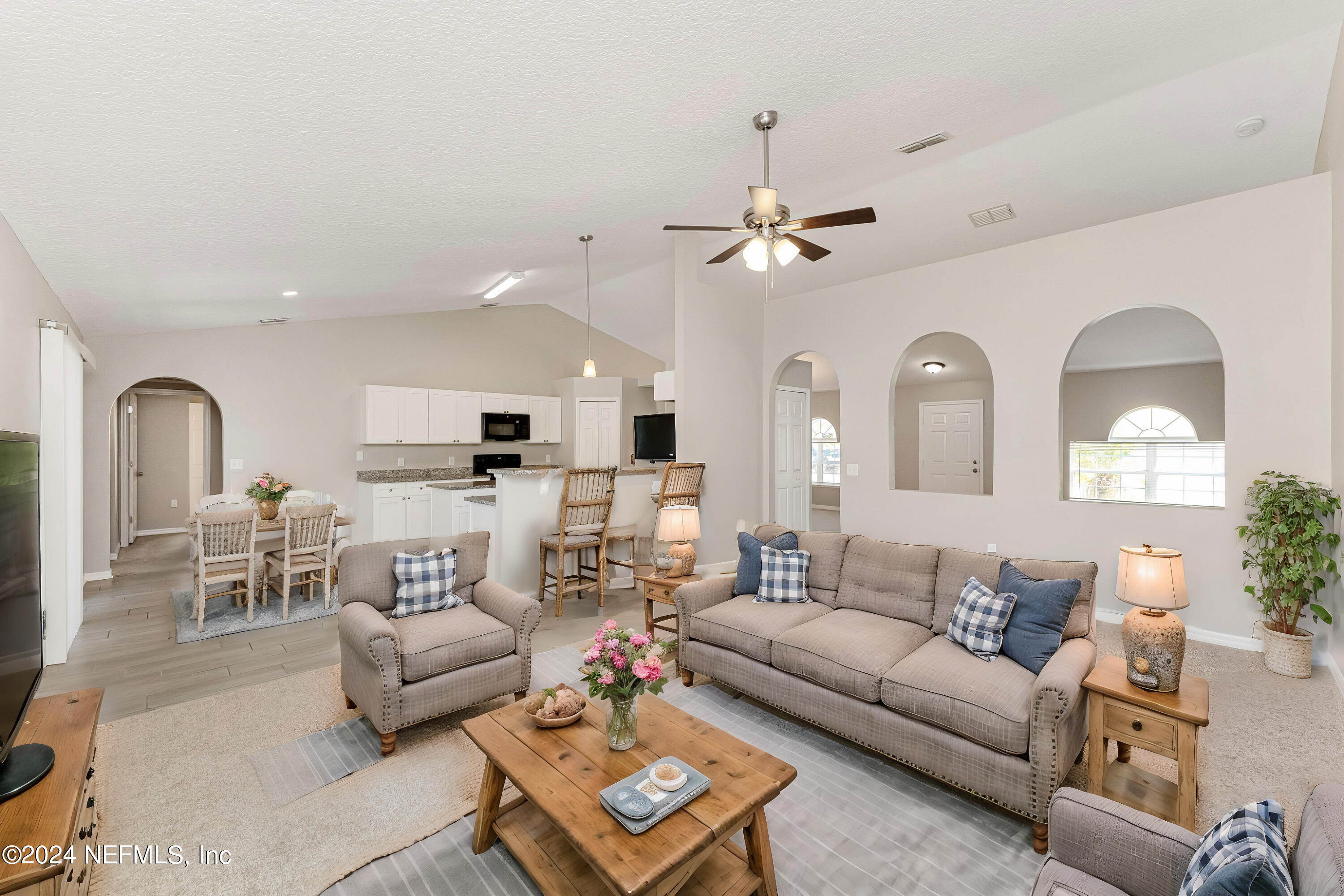 a living room with furniture